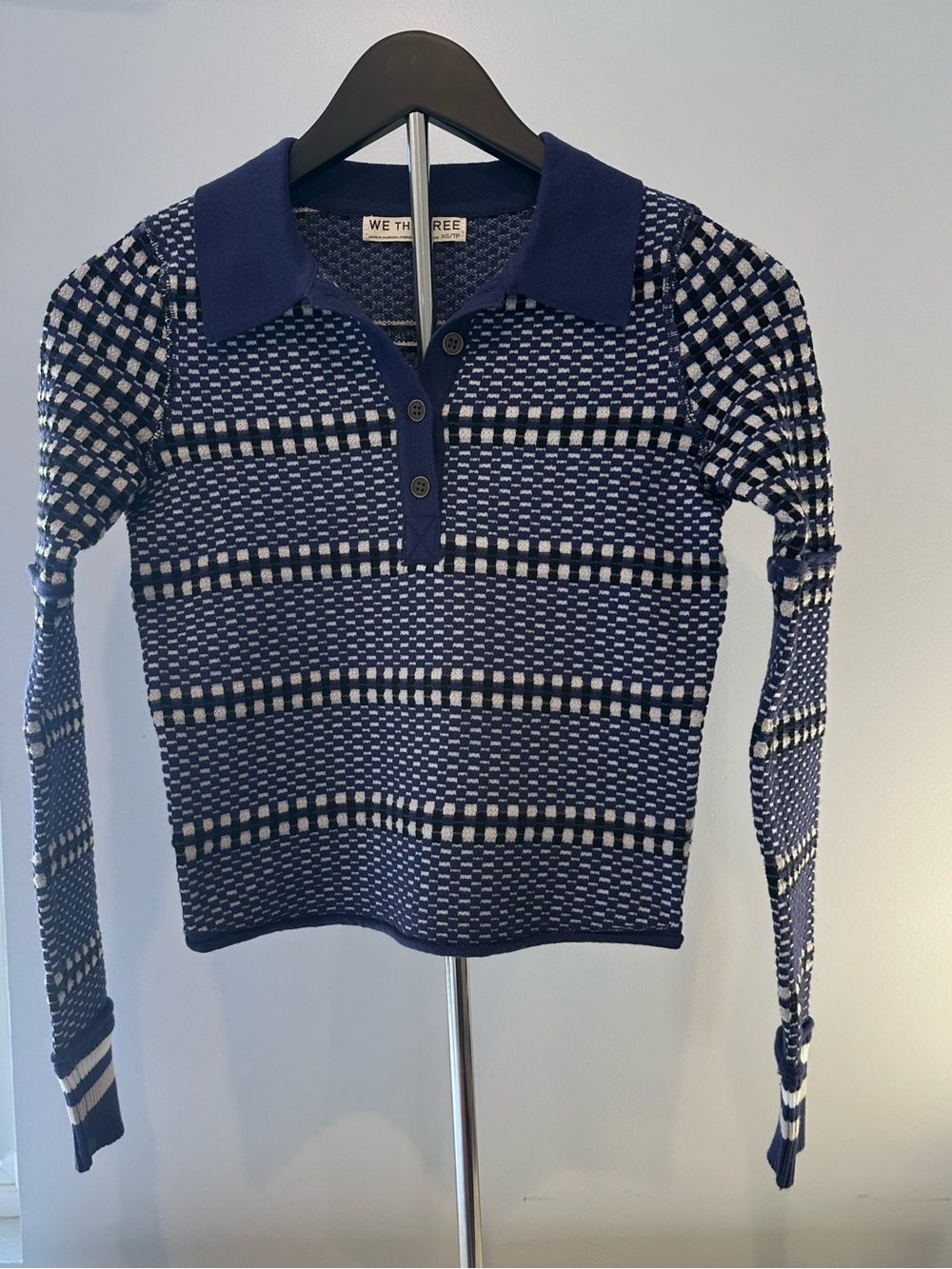 We The Free Level Up Swift Collared Long Sleeve Top in navy combo size xs - Picture 4 of 12